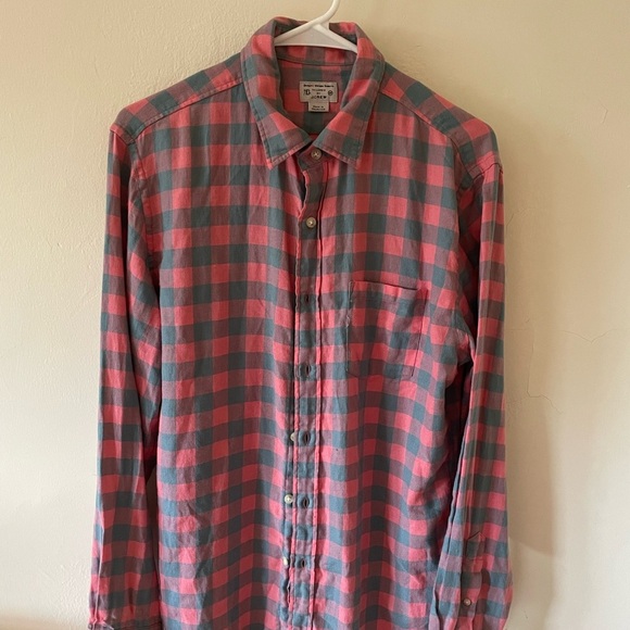 J.Crew Mens Light Weight Slim Fit Pink/Blue Long Sleeve Button Down Shirt Sz M - Picture 1 of 6
